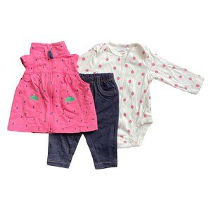 Carter's 3-Piece Strawberry Little Vest Set - 3 Months